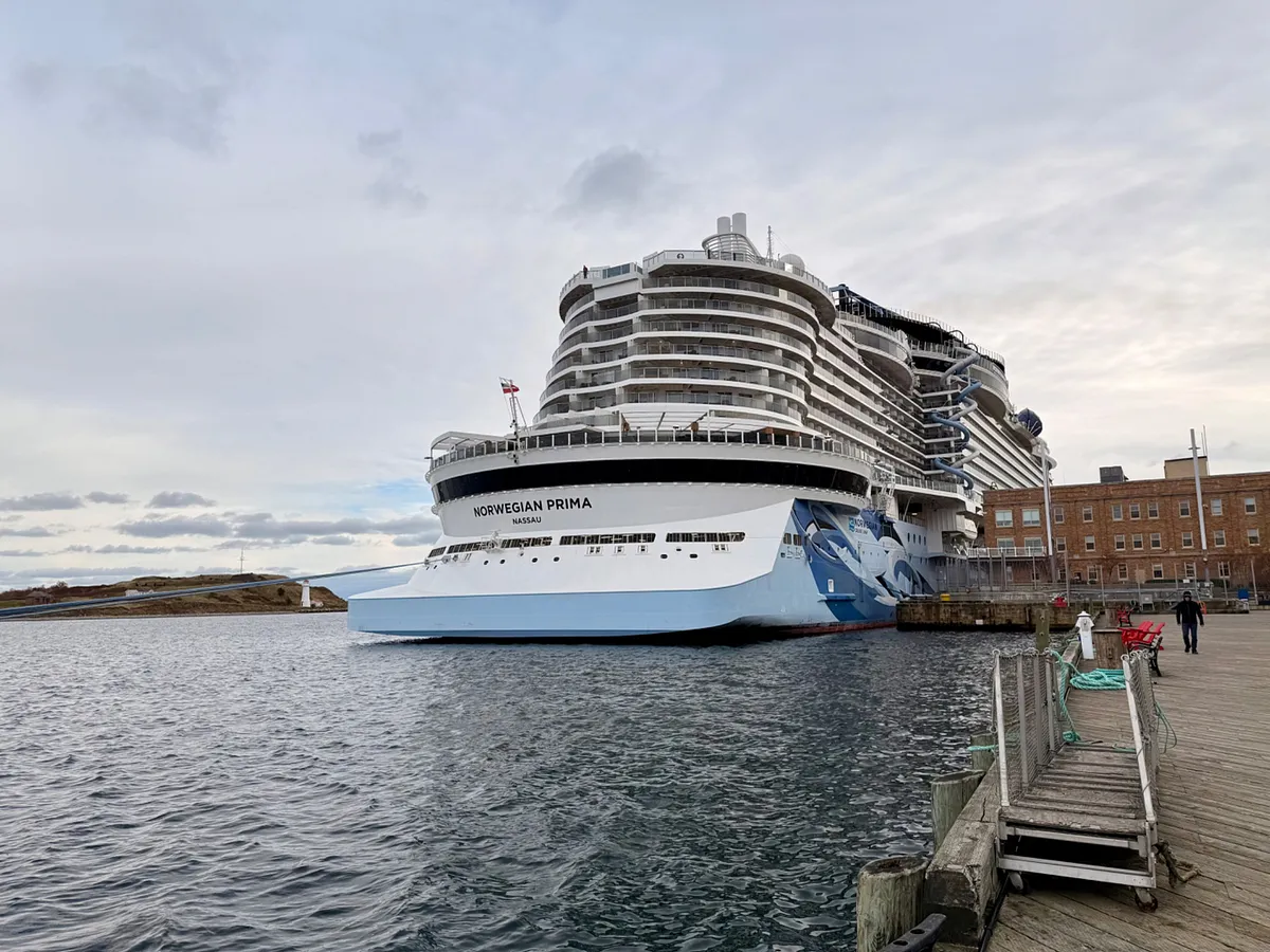 Norwegian Prima at sea, viewed from the deck