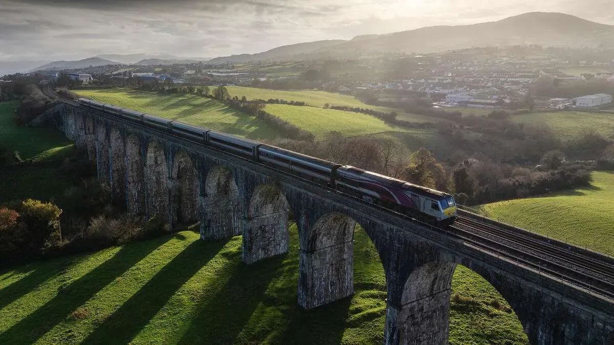 Enterprise train crossing the Craigmore Viaduct near Newry, County Armagh