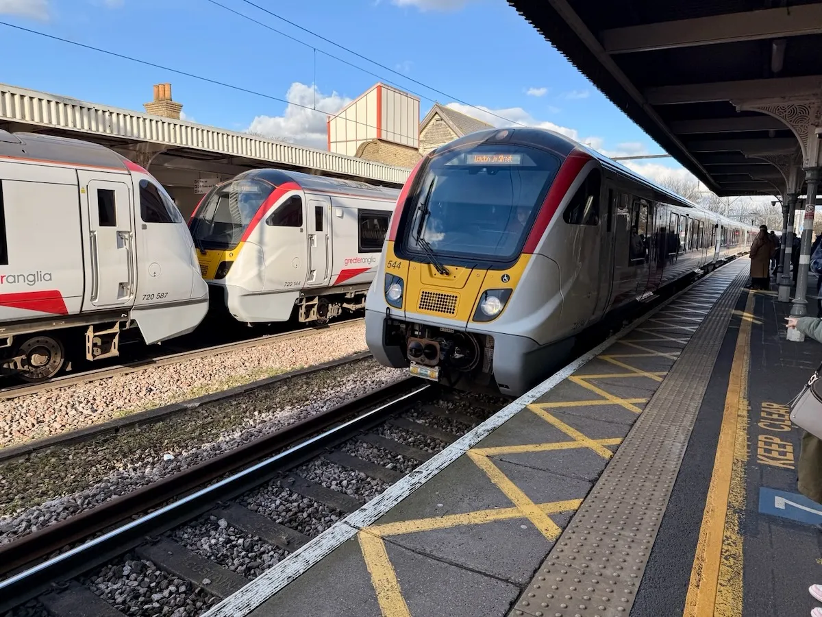 Greater Anglia train at Chelmsford station