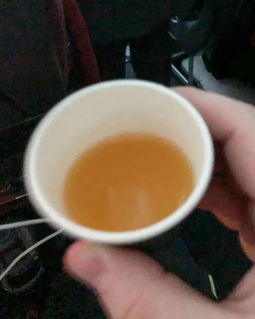 Qantas QF10 wake-up apple and ginger drink served before breakfast