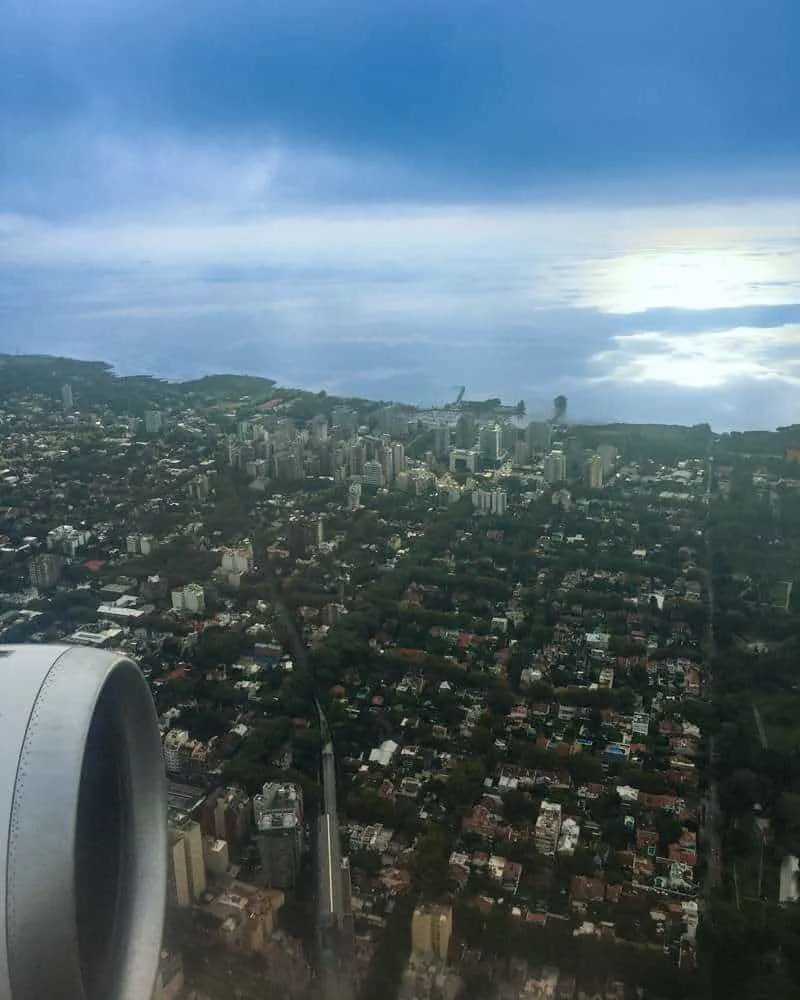 Buenos Aires cityscape from plane window
