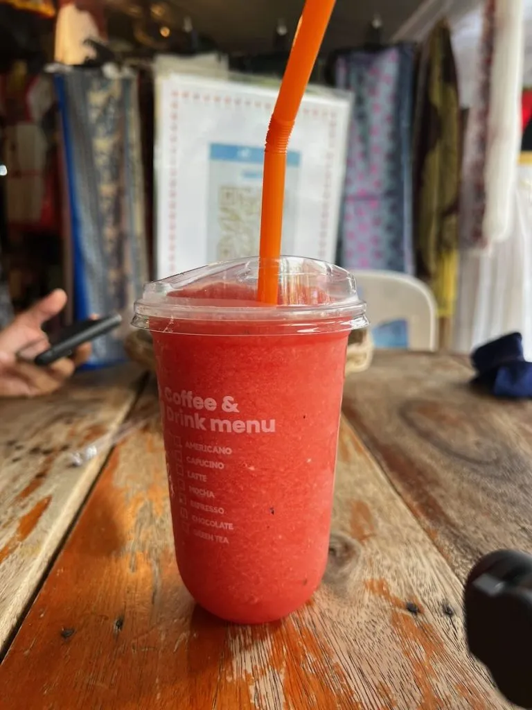 An ice cold watermelon smoothie